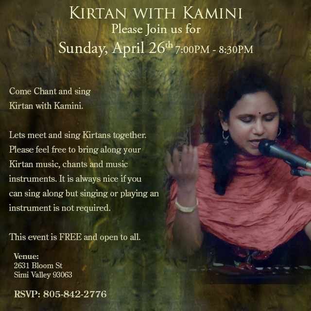 Kirtan with Kamini April 26th 2015