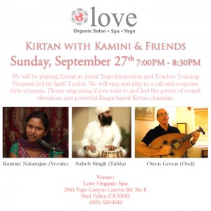Kamini Natarajan sings Kirtan at Love Organic Spa